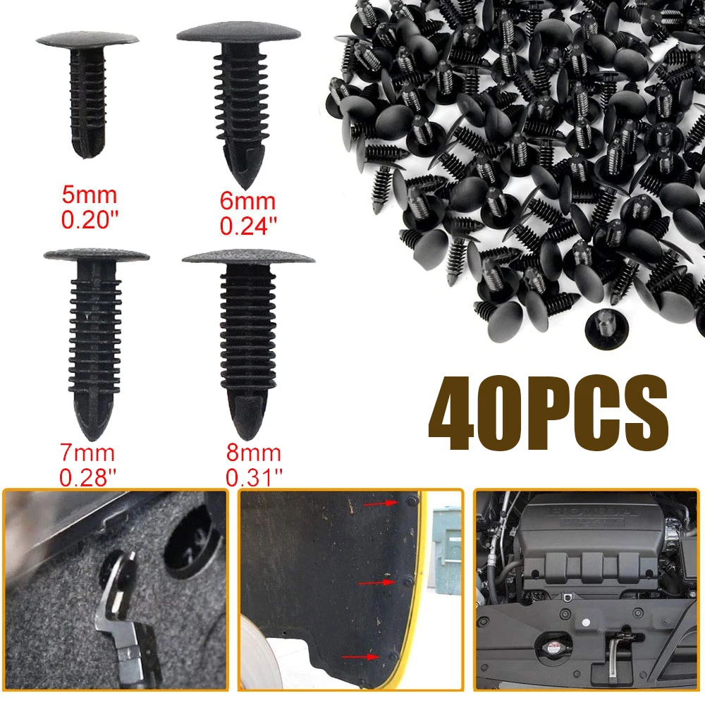 

0pcs Mixed Car Trunk Roof Trim Panel Fastener Clip Black Plastic Rivet Push In Vehicle Retainer Clip Car Accessories Supplies