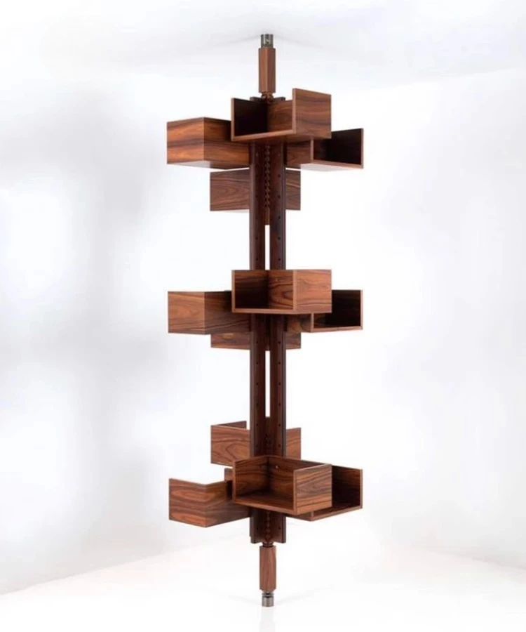 

Bookcase black walnut rotating bookshelf large flat living room in the ancient style