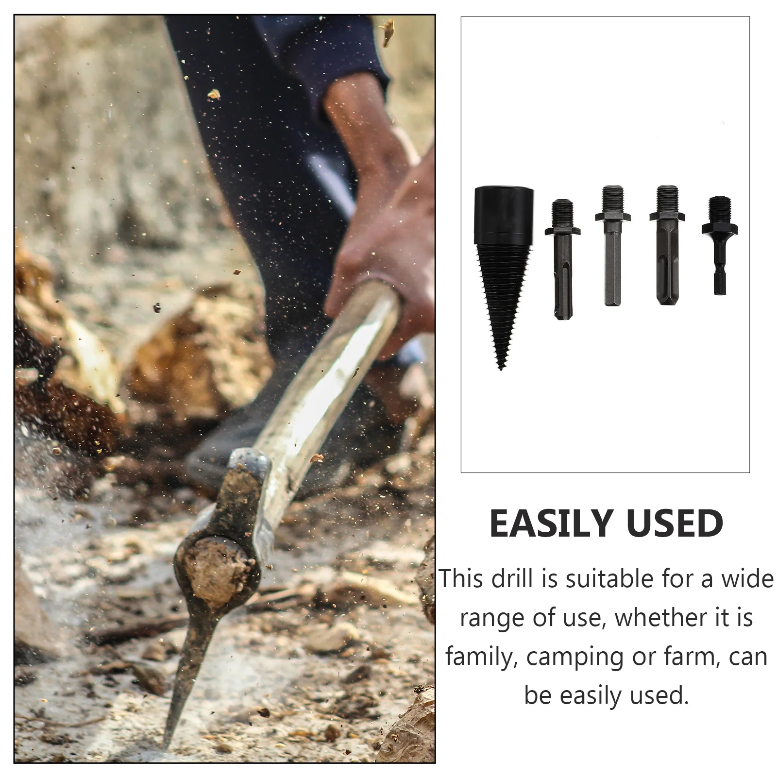 5Pcs Wood Splitting Drill Bit Hardening High Hardness Wear Resistant Durable Firewood Log Splitter Cone Screw Driver