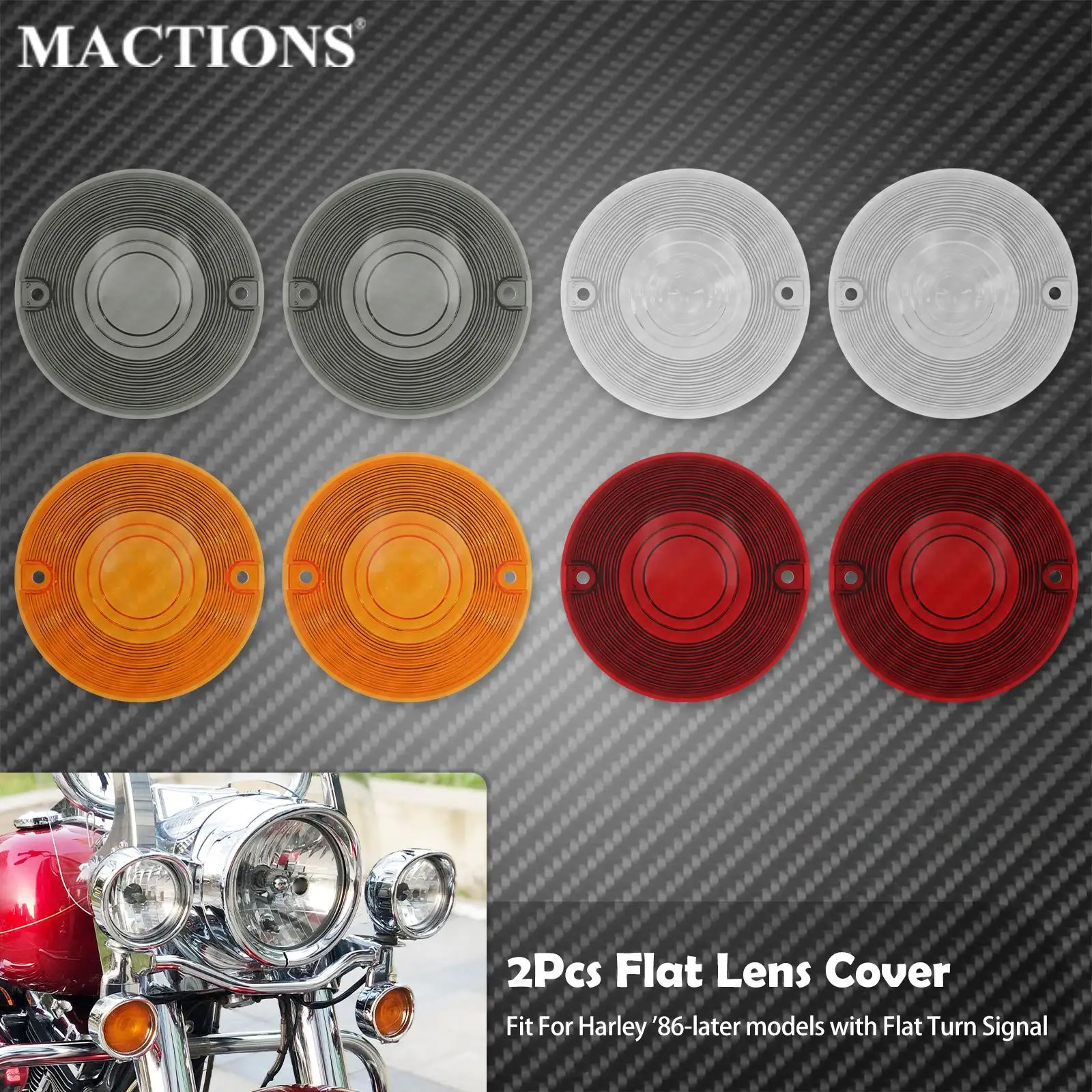 

Motorcycle 2PCS Turn Signal Light Indicator Lens Cover Smoke/Clear/Red/Orange For Harley Touring Softail Electra Glide Heritage