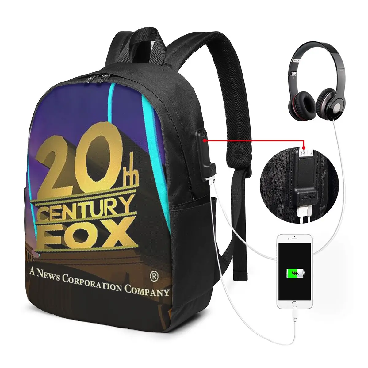 20th Century Fox Classic Backpack Travel Notebook Bag Computer College Student School Bag Laptop Shoulder Bags for Men Women