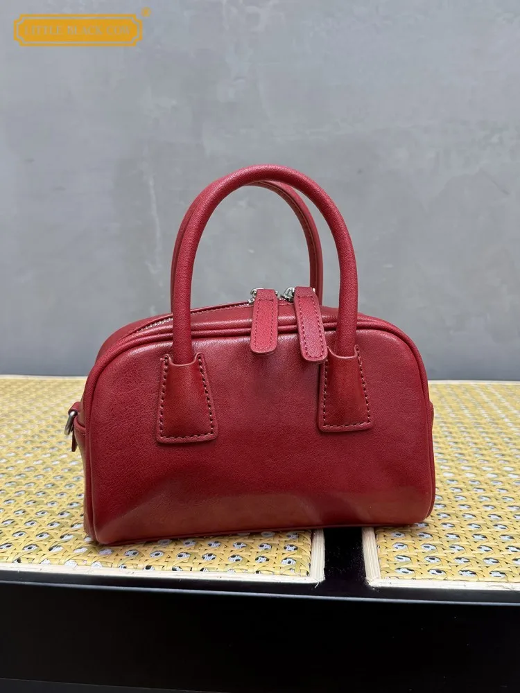 Elegant Office Women Zipper Genuine Leather Bag Tote Handbag Soft Cowhide Fashion Ladies Casual Single Shoulder Crossbody Bags