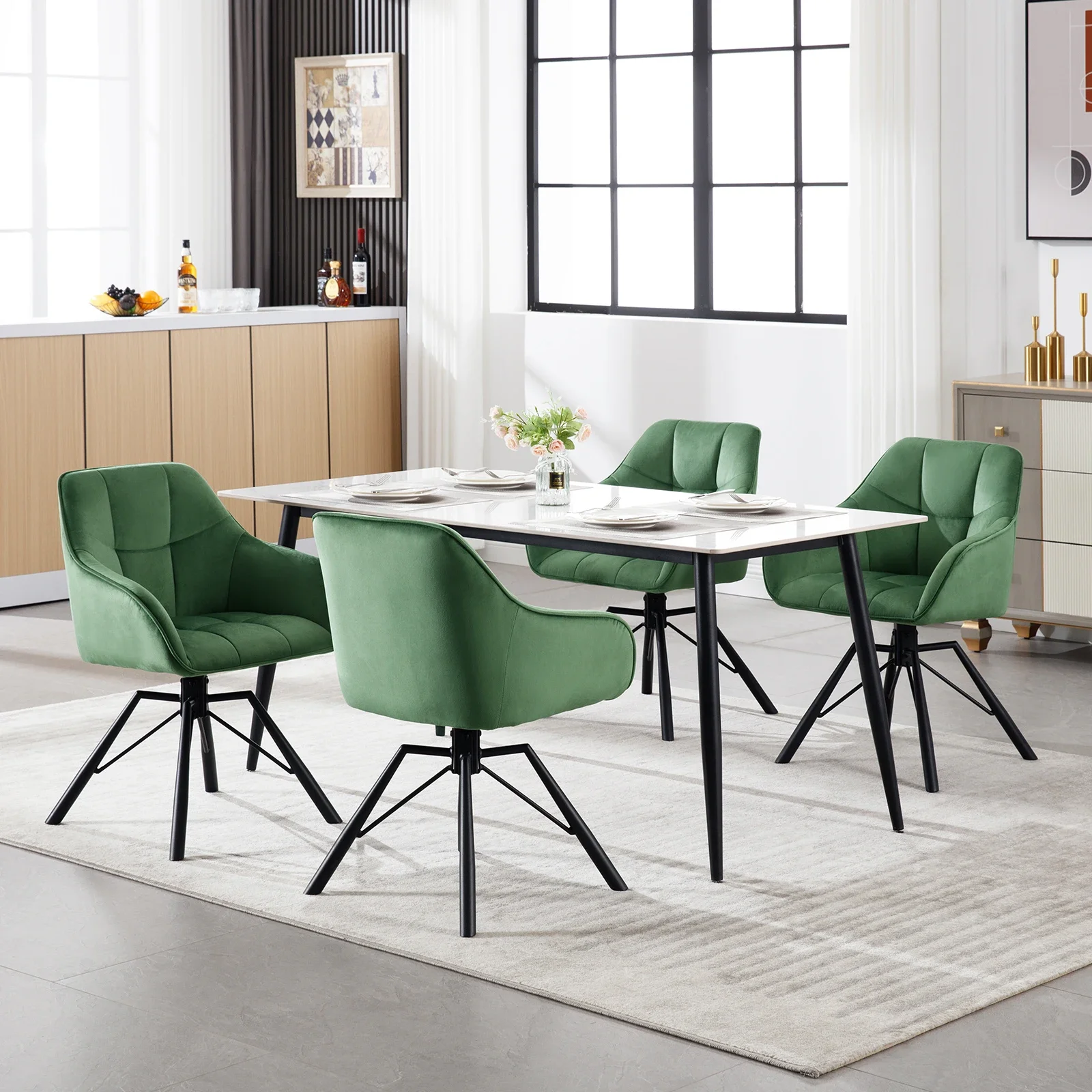 WOLTU 2 Stück/Set gepolsterter, bequemer Küchenstuhl, drehbarer Esszimmerstuhl mit Armlehnen und Rückenlehne für Restaurant, Wohnzimmer, Zuhause – Detail 13