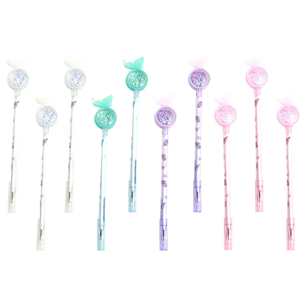 

10 Pcs Butterfly Sequin Pen Ballpoint Pens Office Gel-pen Examination Writing Pencil