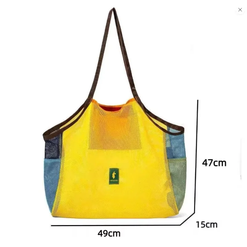 Große, leichte, wiederverwendbare Tragetasche aus Mesh-Material für Damen und Herren, ideal zum Einkaufen, für den Strand, zum Schwimmen, für das Fitnessstudio und den täglichen Gebrauch. – Detail 6