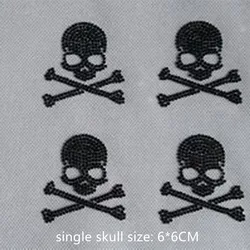 4pc/lot Skull sticker  iron on crystal transfers design hot fix rhinestone transfer motifs iron on applique patches for bag