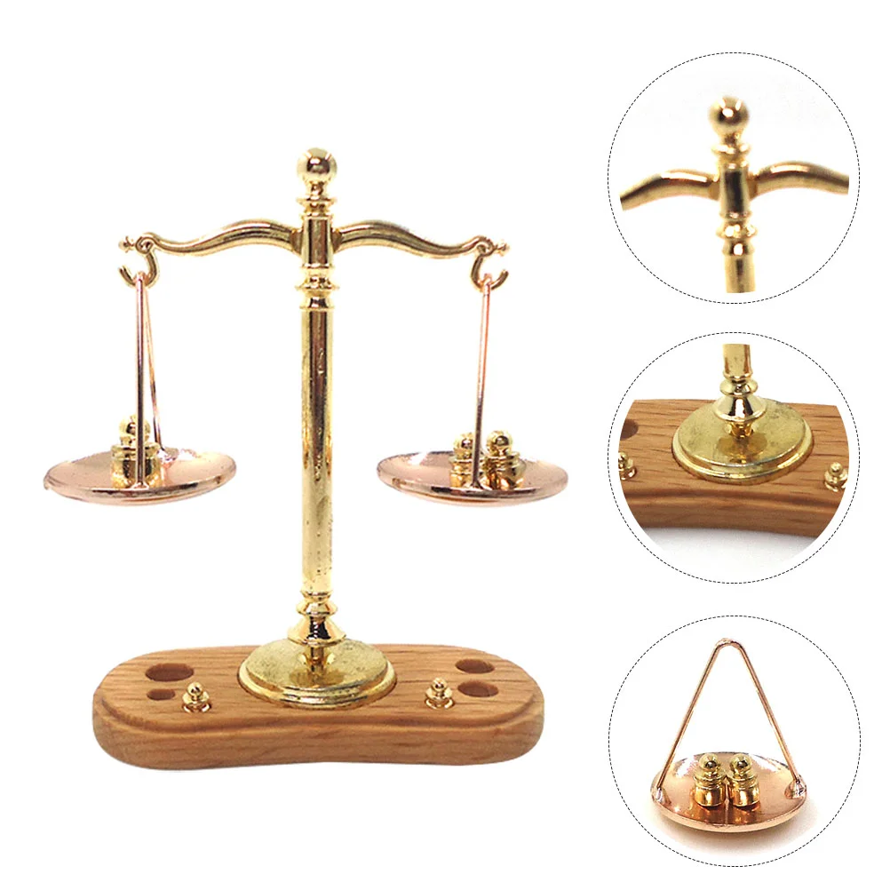 

Vintage Home Decor 1:12 Mini Weigh Balance House Kitchen Toy High Grade Wood Metal Realistic Shape Gifts