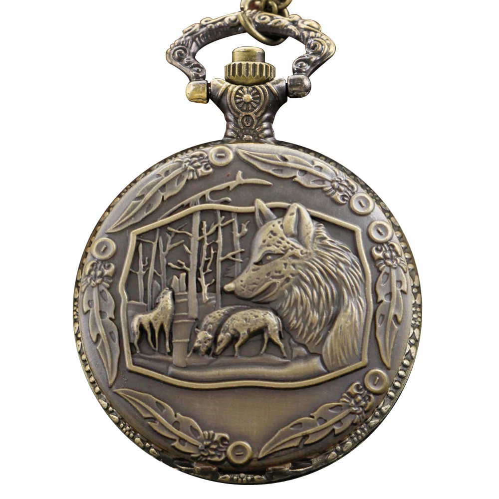 جديد المراعي الملك الذئب الملك الوقت الأحجار الكريمة ساعة جيب كوارتز موضة عنصر واحد قلادة قلادة الرجال والنساء هدية