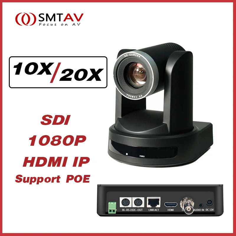 ---SMTAV Conference Camera SDI PTZ Camera 10X 12X 20X Zoom HDMI IP Live Streaming Camera Support POE for Church Business Meeting