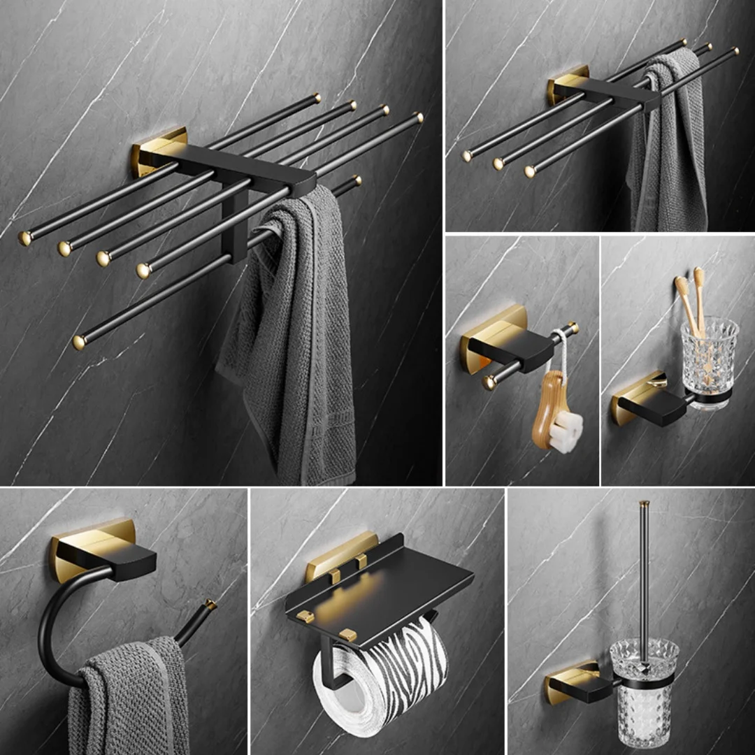 

Brass Bathroom Accessories Brushed Gold Bathroom Shelf,Towel Rack,Towel Hanger Paper holder,Toilet Brush Holder Bath Hardware