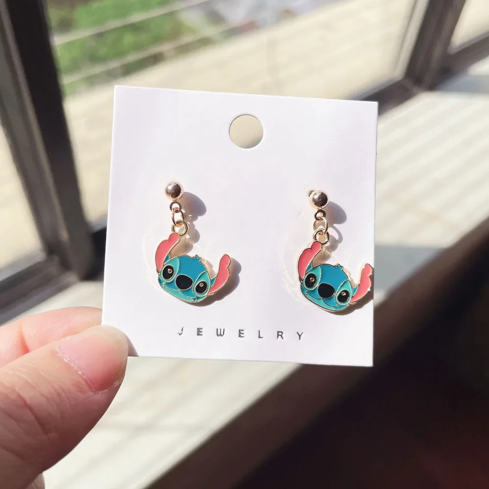 Lilo & Stitch Disney Trend Stud Earrings for Girls  Anime Jewelry Accessories Stitch Cartoon Kawaii Earring Kids Birthday Gifts