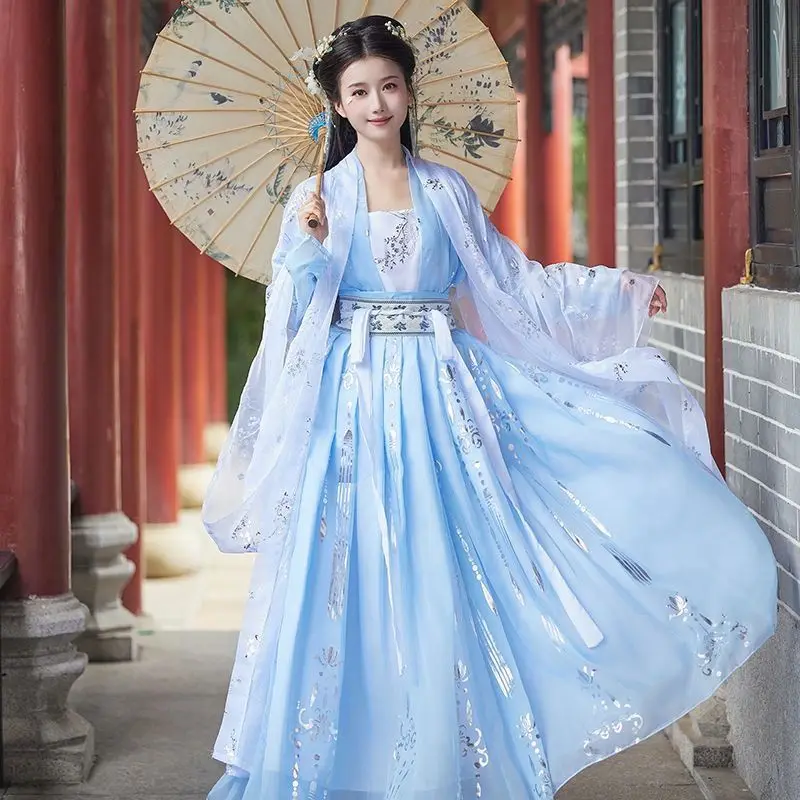 

Yourqipao 3XL Chinese Hanfu Dress Women Carnival Fairy Cosplay Costume Party Dress Vintage Tang Dynasty Blue Hanfu Plus Size