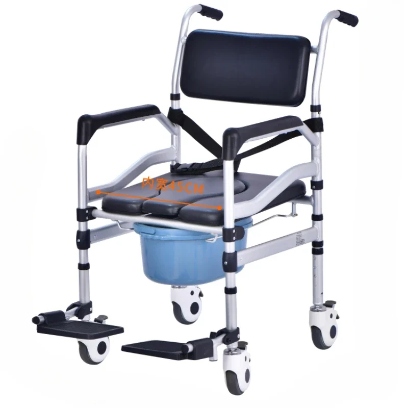 Discounted Indoor Elderly Chair, Portable Commode with Wheels, Foldable Disabled Toilet, Convenient Adult Mobility Aid 122