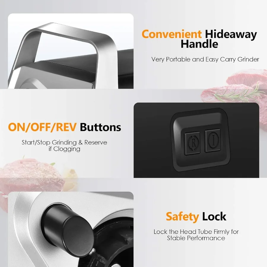 Электрическая мясорубка 350 Вт [2000 Вт Макс.] с лезвиями из нержавеющей стали и 3 пластинами для домашнего использования на кухне Многофункциональный мясорубка