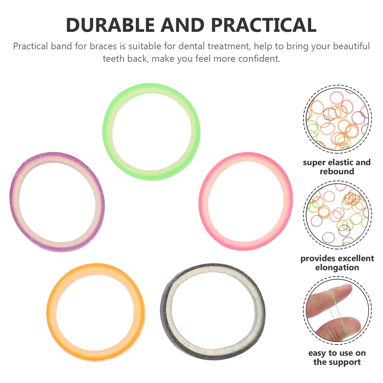 

1000Pcs Teeth Gaps Bands Dental Braces Elastics High Flexibility Resilient Portable Tool Rubber Bands