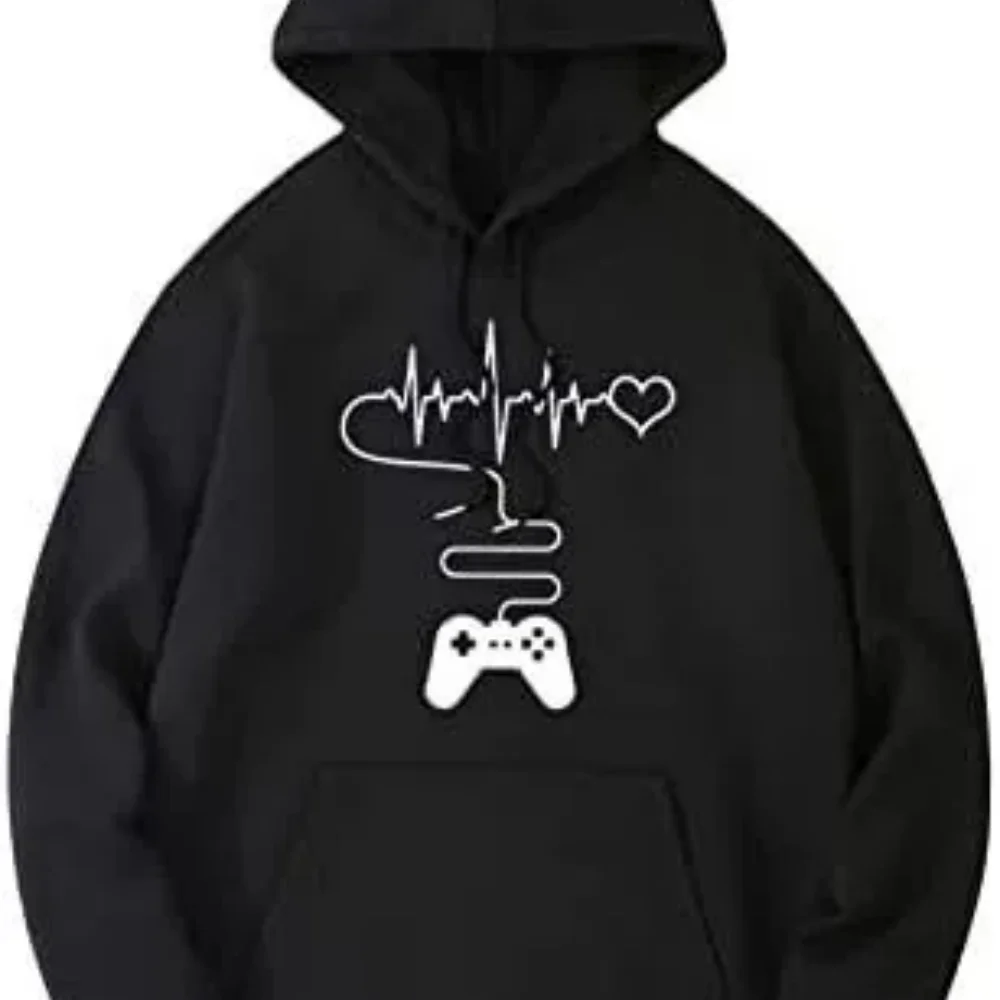 Sudadera con Capucha para Hombre, Estilo Y2K, Estampado Oscuro, Casual, Versátil, para Primavera y Otoño