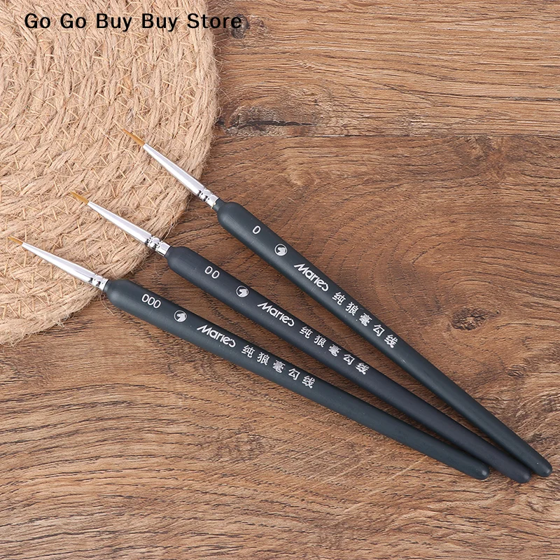 【S】3Pcs 0/ 00/ 000 Gouache Watercolour Sketch Lines Pens Miniature Paint Wolf Hair Brush Professional Smooth Brushes For Art