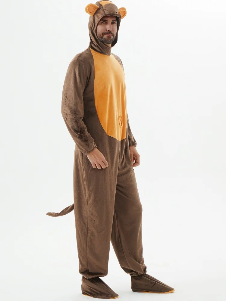 Animal Jumpsuit, Brown Monkey Cosplay Suit, Adult Halloween Party Stage Performance Costume, Both Men and Women Can Wear