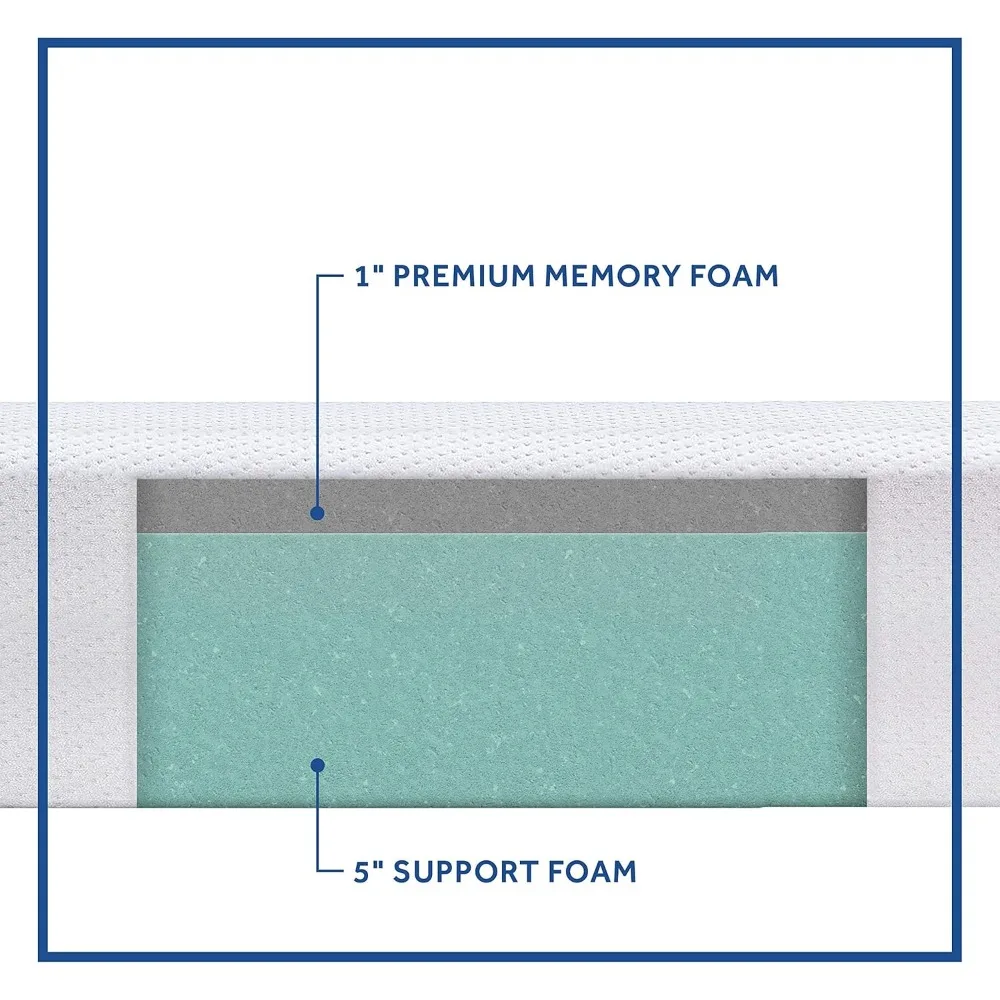 Memory Foam Bed in a Box – 6 inch, laag profiel, medium gevoel, groot formaat