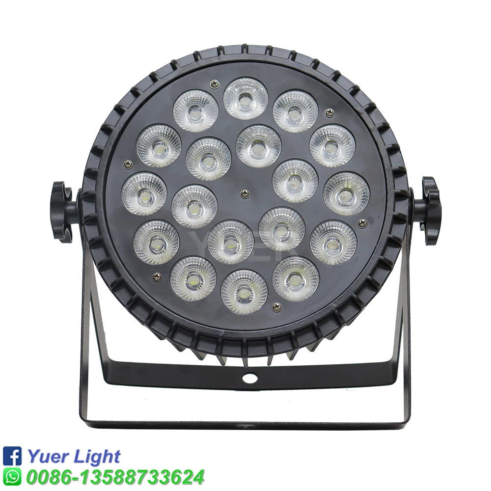 Liga de alumínio LED Par Luzes, 18x18W, RGBWA + UV, 6in 1, iluminação LED, DMX512, luz de disco, palco profissional, bar DJ equipamentos, 8pcs por