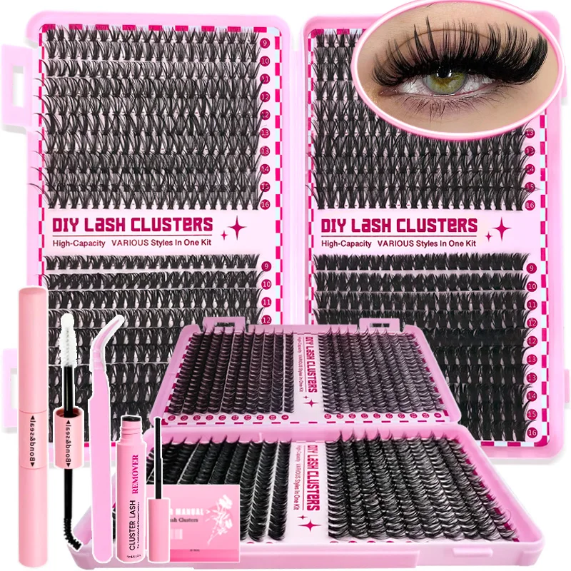 30D+40D+60D+80D Falsche Wimpern Set 9–16 mm gemischte einzelne falsche Wimpern mit Wimpernapplikatoren
