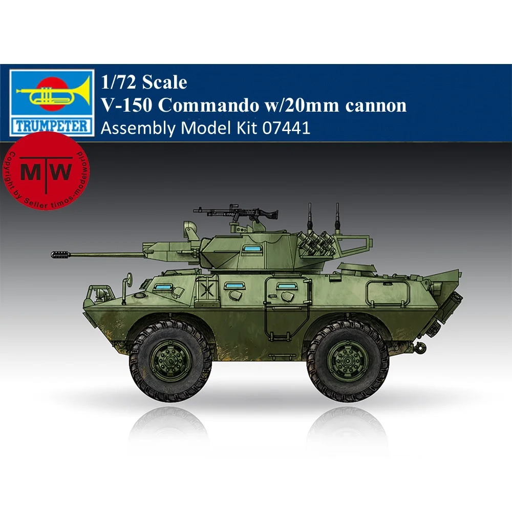 

Trumpeter 07441 1/72 Scale V-150 Commando w/20mm cannon Military Plastic Assembly Model Kits