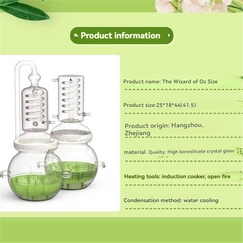 Mini household 4L large capacity essential oil glass distiller hydrosol distiller high concentration essential oil extractor