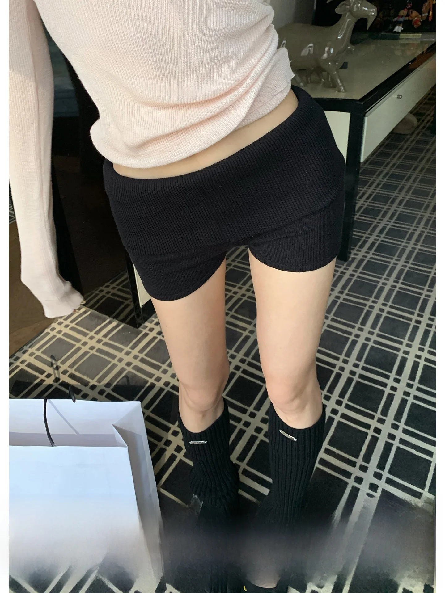 

Casual Knitted orts Bla High Waist Sports Riding Pants for Women Early Spring Korean Sle YOUNG KYLIN Brand