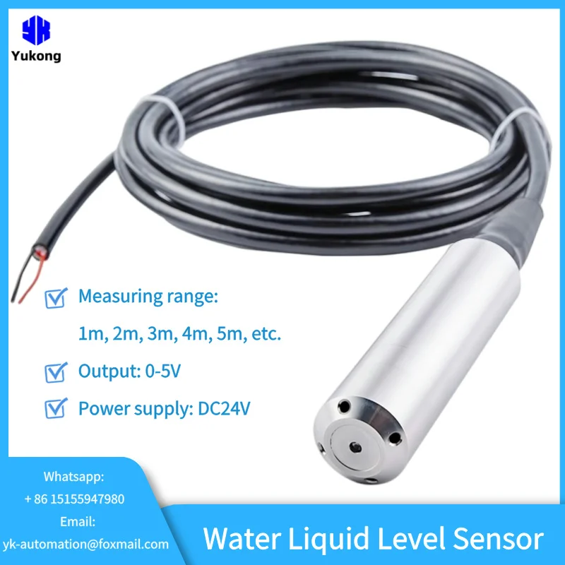 1m 2m 3m 4m 5m Measuring Range Submersible Liquid Water Level Transmitter Hydrostatic River Tank Deep Well Liquid Level Sensor