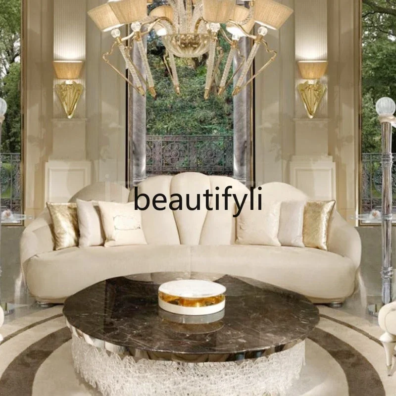 

French light luxury sofa 4-person creative pea curved 3-person sofa combination