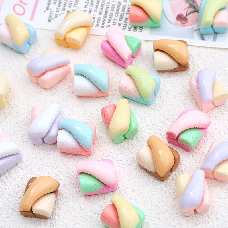 10Pcs Kawaii Colour Marshmallow Resin DIY Shoes Hat Icebox Barrette Mobile Phone Case Scrapbook Cream Glue Flat Back Resin