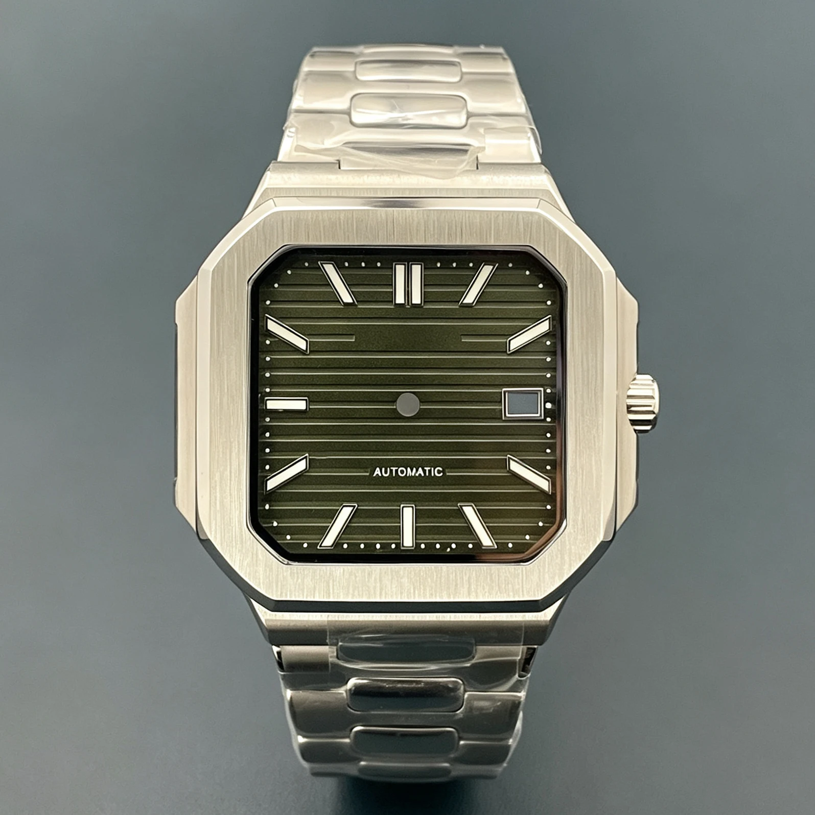 38mm NH35 Square Case, Compatible With NH35 Movement, 29.5mm Square Dial, Green Luminous Dial, Watch Accessories Components