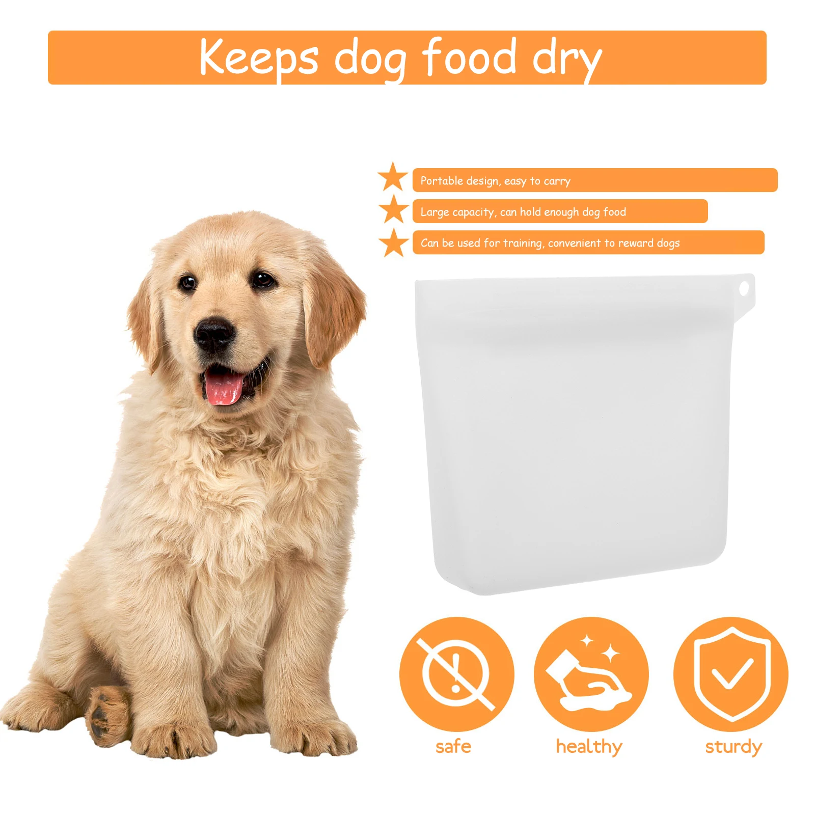 

Treat Bag Silicone Pouch for Training Portable Dog Food Pack Holder Waterproof Bag Side Hole Design Long Use Easy