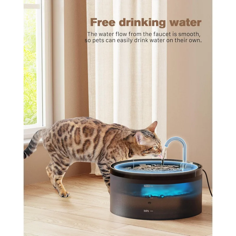 

Cat Water Fountain 3.2L Super Silent Pet Dispenser Ultra Quiet Drinking Station with Multiple Filtration Indoor Use Safe Pump