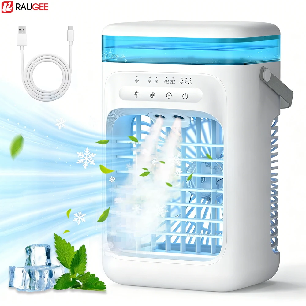 

Portable Air Conditioner Fan USB Water Mist Fan Desk Humidifier Fan for Room Air Cooler Portable Cooling Fan with Night Light