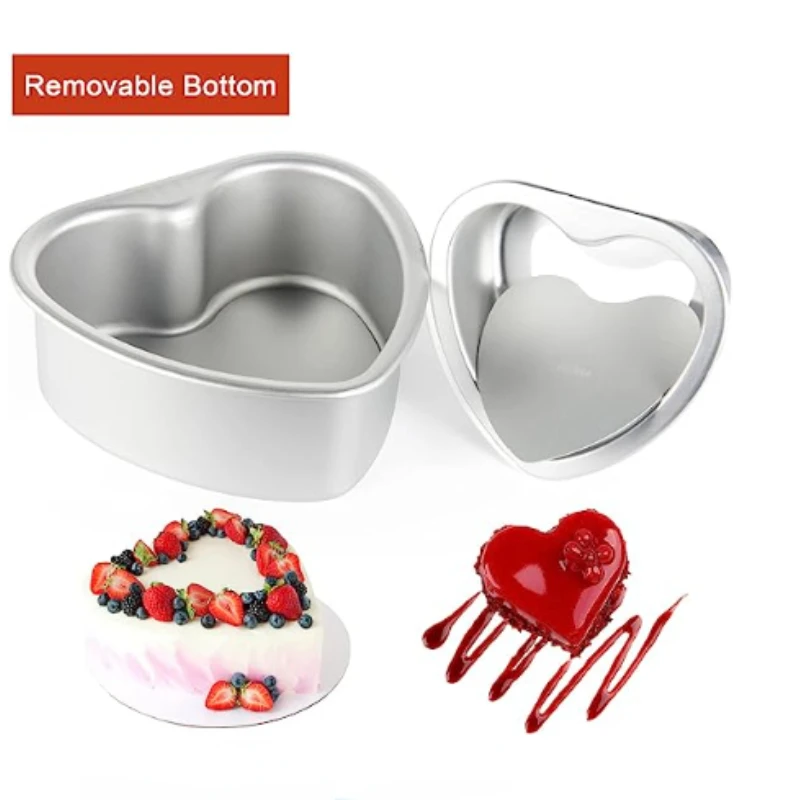 3/4/5/6/7/8/10inch Aluminum Alloy Cake Molds Heart Shaped Pans A Removable Bottom Baking Mould Tool for Muffin Cake Bread Cheese