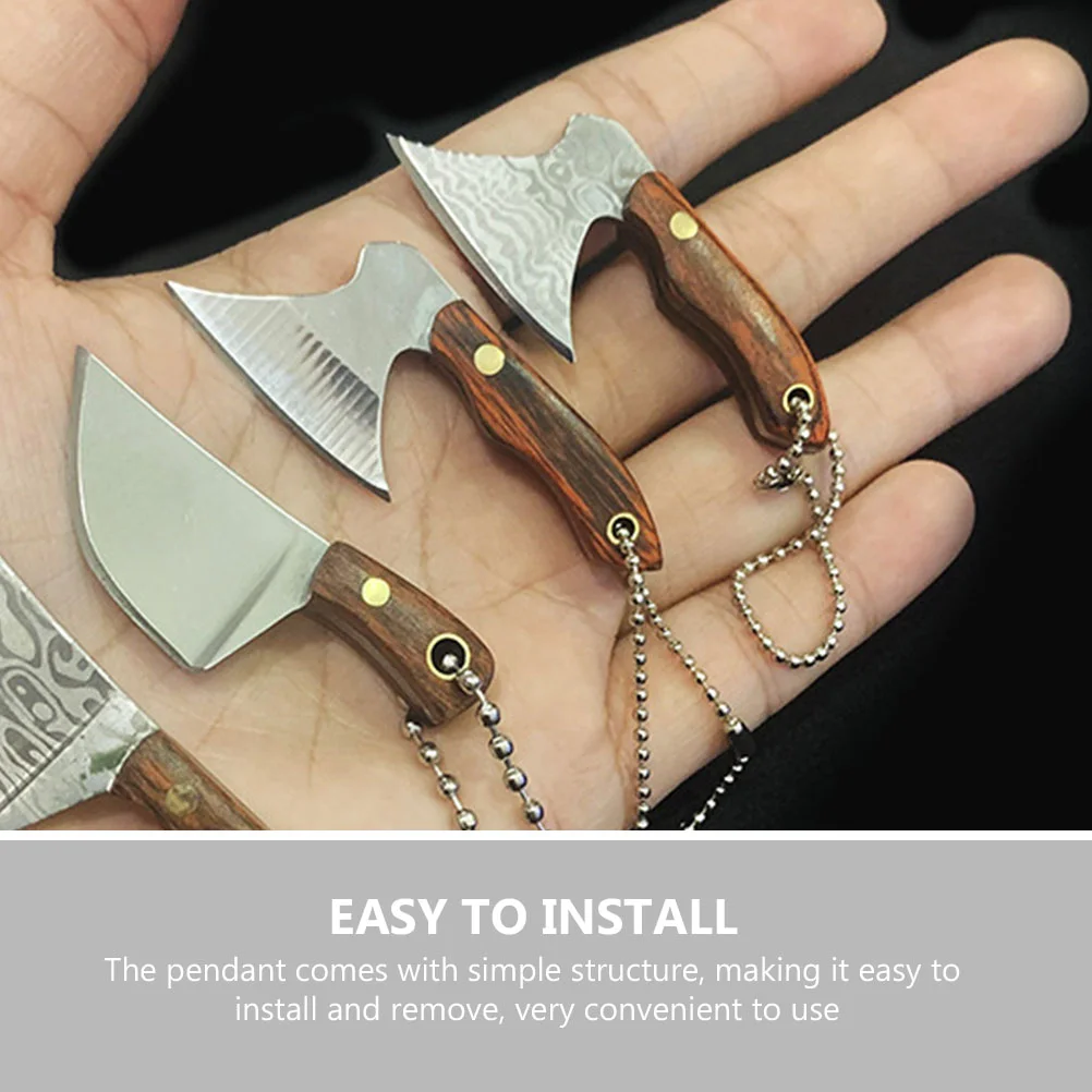 Mini Kitchen Knife Handmade Collection Gift Key Chain Pendant Bag Hanging Decoration Steel Ornament Party Axe Crafts