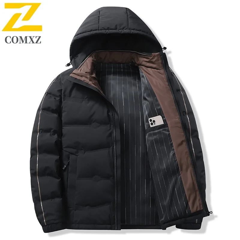 

COMXZ Winter Puffer Coat Mountain Print American Style Padding Coat Trendy Versatile Stand Collar Thermal waterproof Outerwear