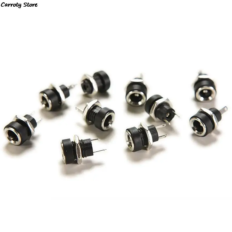 

10 Pcs 2 Pin Plug Female 3A 12 V DC Power Supply Jack Panel Mount Connector Adapter Converter with Nut 5.5mm x 2.1mm