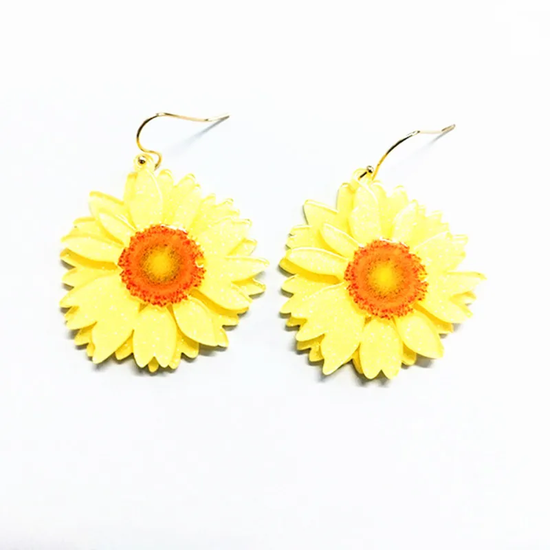 Vintage Rose Flower Earrings Acrylic Layer Sun Chrysanthemum Harajuku Korea Earrings for Women Fashion Jewelry Charms