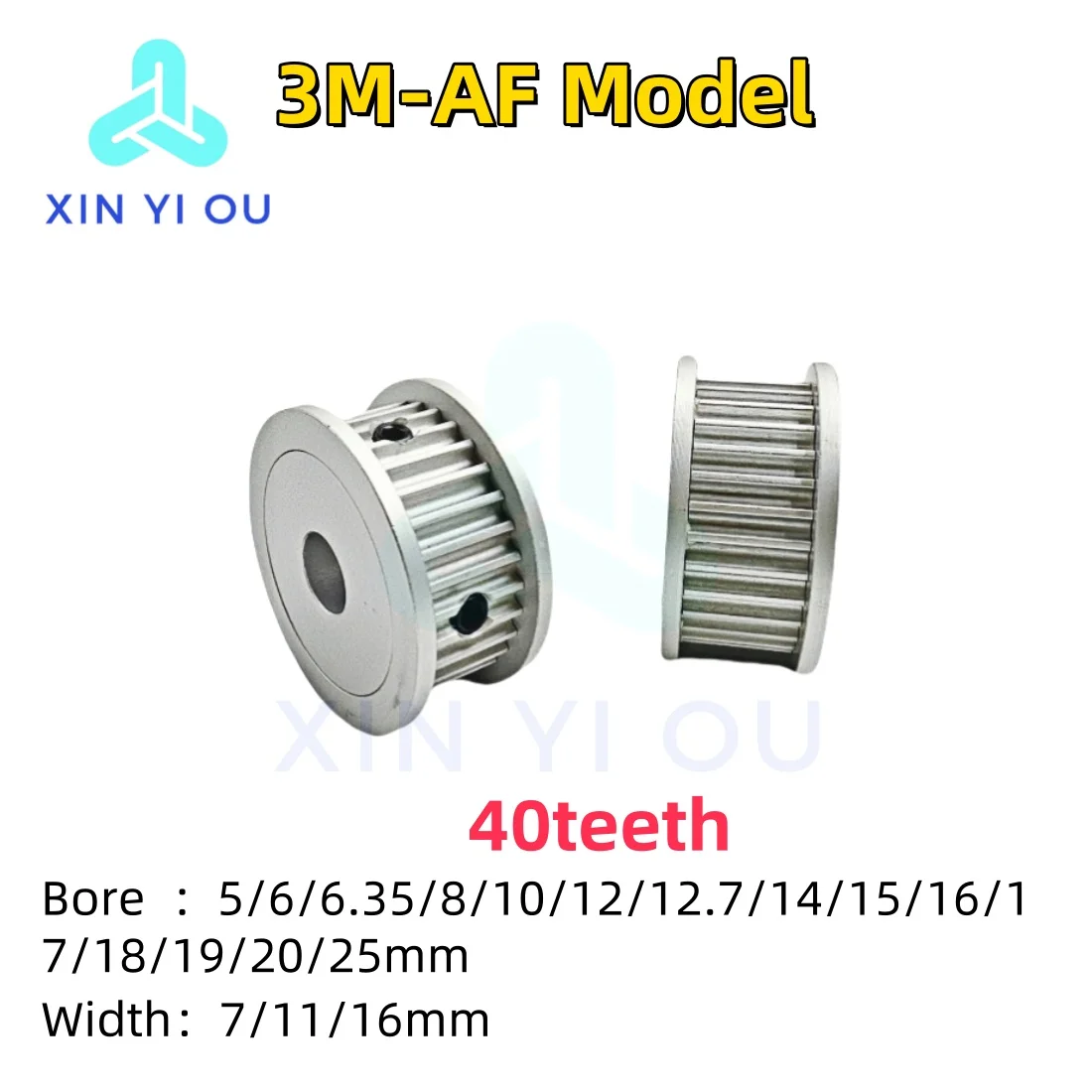 

HTD 3M Timing Pulley 40teeth-AF Type Bore 5/6/6.35/8/10/12/12.7/14/15~20/25mm Belt Width7/11/16mm 3M Synchronous Wheel