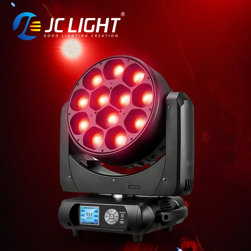 JC Light Dj Equipment Pixel Control Effect Rgbw 4in1 12x40w Led Zoom Wash Moving Head Light For Dj Stage Concert Wedding Party