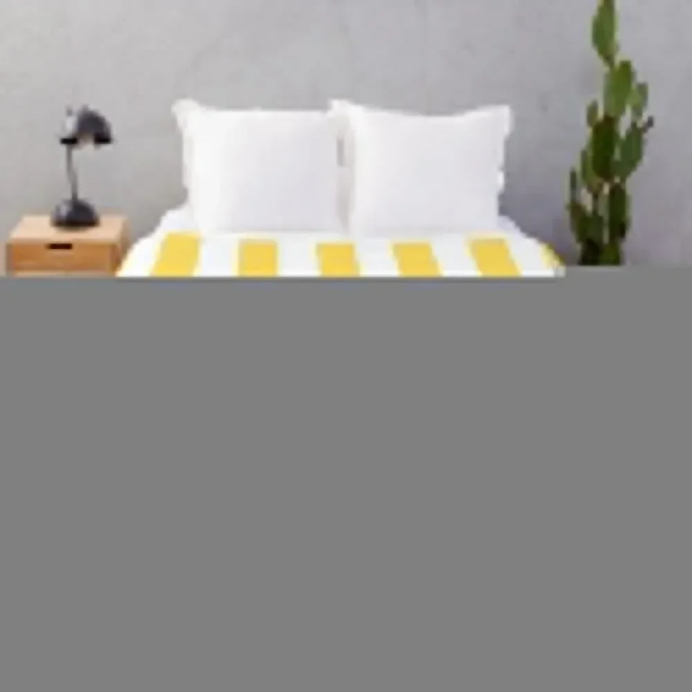 

Yellow and White Vertical Stripes Throw Blanket Vintage Plush Cute Blankets