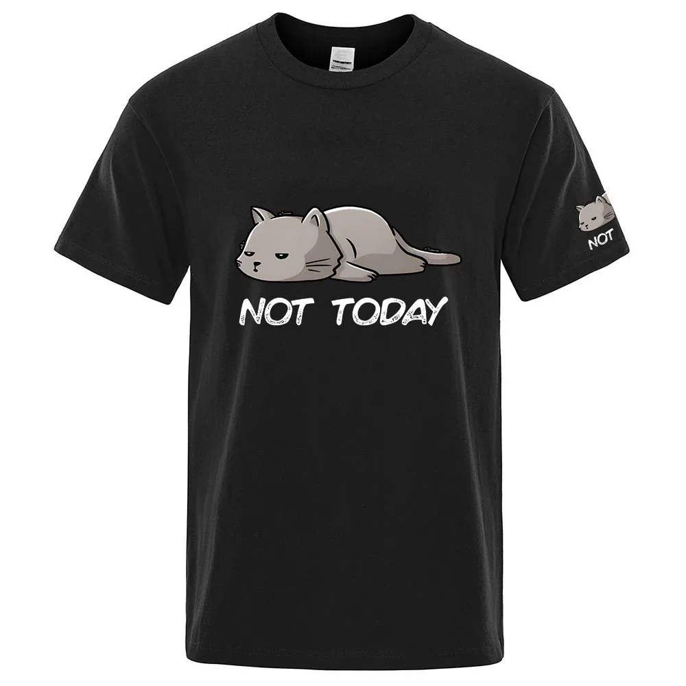 Not Today Funny Printing 2025 Summer High Quality Men's New Ordinary Short Sleeve T-Shirt Solid Color Casual Tops