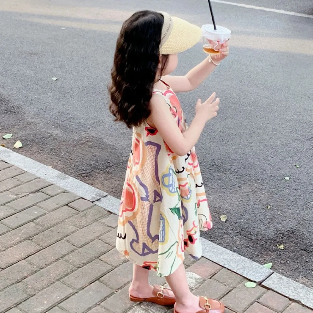 Vestido de manga larga para niña, Camiseta con estampado de grafiti de arcoíris, a la moda