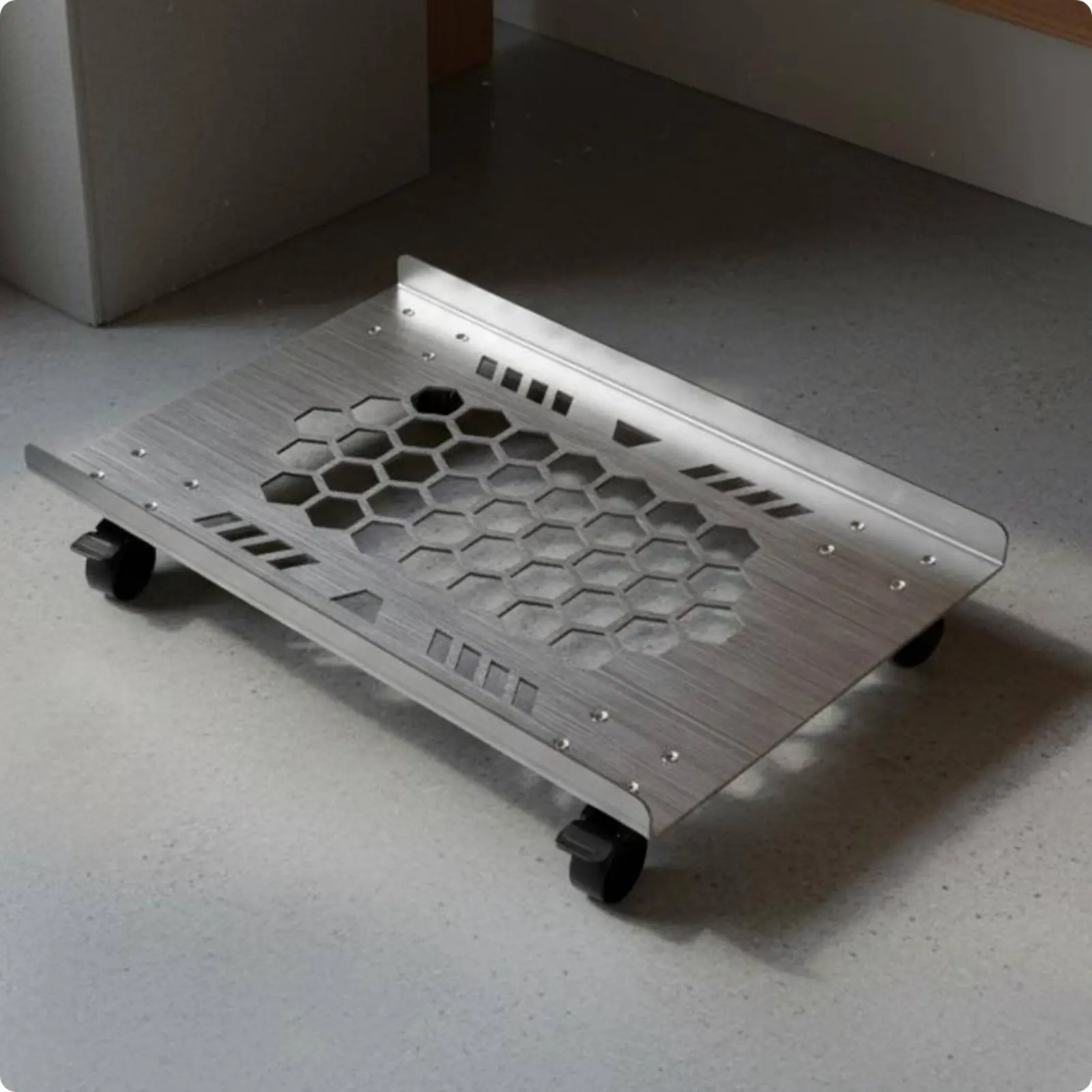 Stainless Steel PC Stand Wide Base Rolling PC Stand Computer Chassis Stand Locking Wheels Adjustable Processor Holder Easy