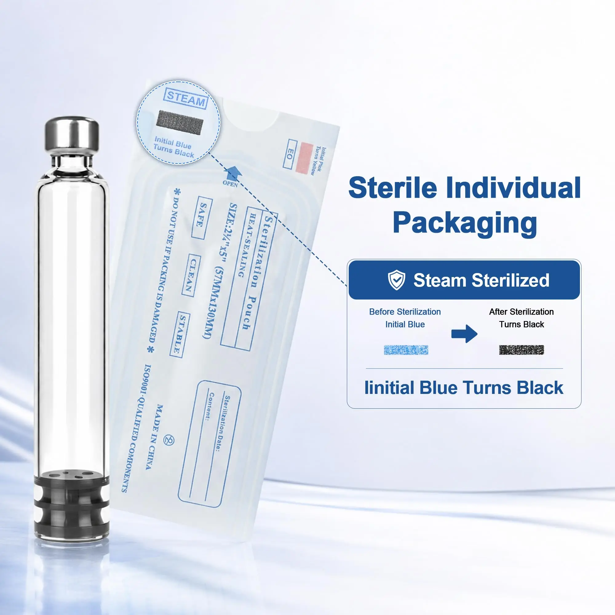 100Pack 3ml Clear Casstle Bottle Sterile insulin Pen Glass Cartridges with 11mm Rubber Stopper Water-Resistant Empty Packaging