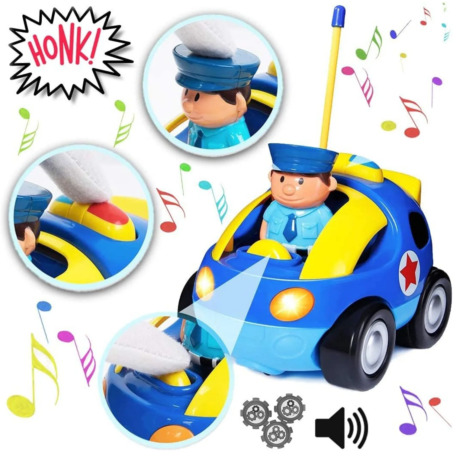 Remote Control Cars for Toddlers Boys Girls Toddler RC Car Toys Gifts for Kids Baby Remote Control Toy Cars Race Car Police Car