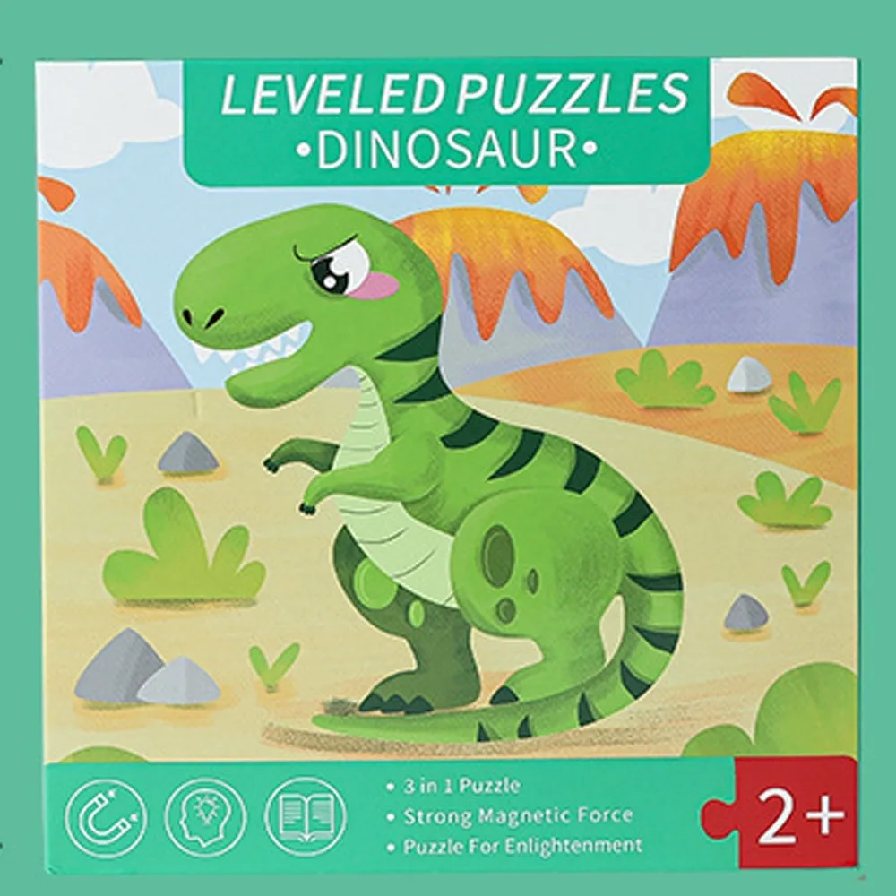 

Handmade Magnetic Quiet Book Paper Cartoon Dinosaur Sticker Book Repeated Pasting Hand Ledger DIY Kids Busy Book Toy Kids