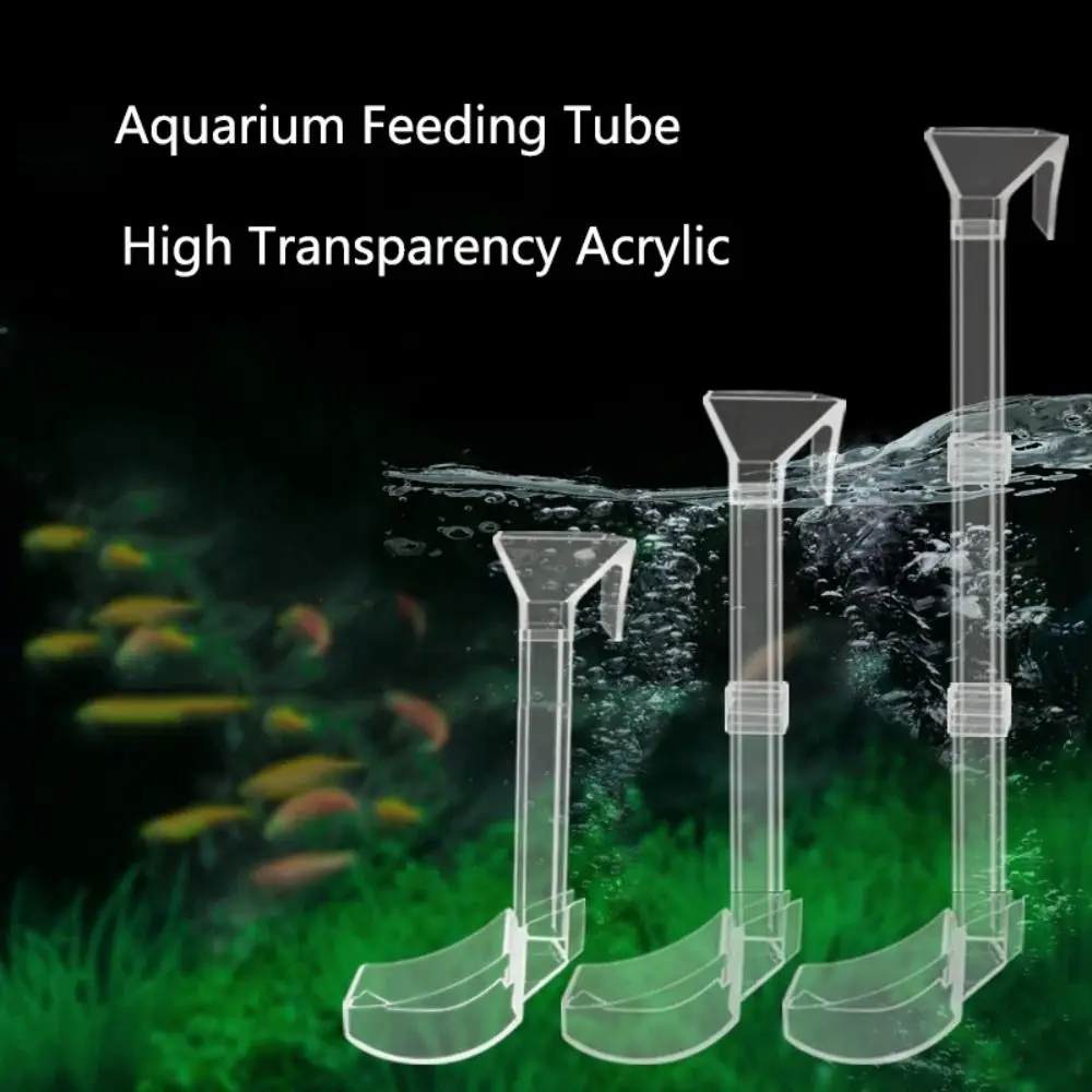 Transparent Aquarium Fish Tank Feeder Tube with Suction Cup Acrylic Shrimp Feeding Dish Fixed Point Durable